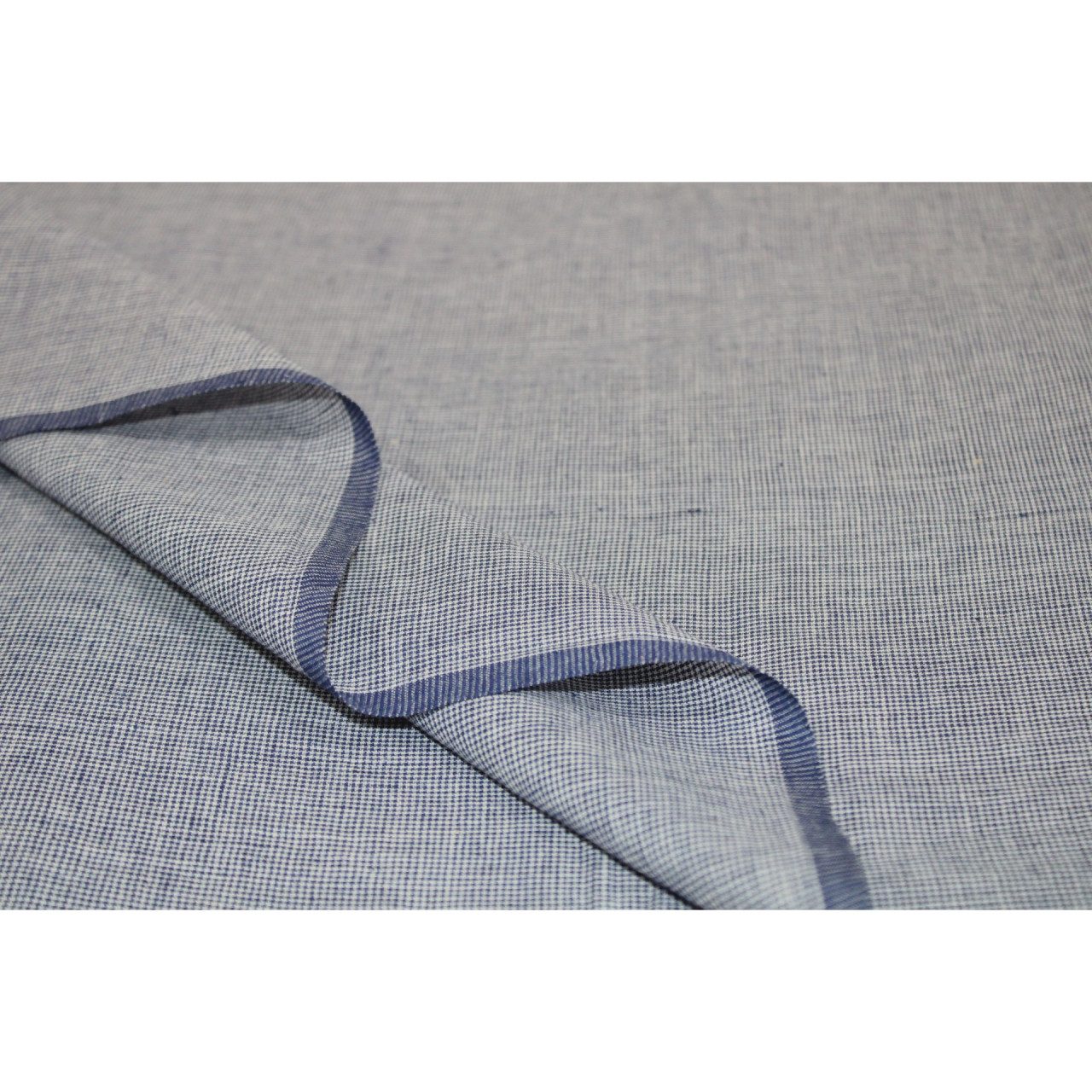 (1907) Cotton Azo-free dyed yardage from Murshidabad - Indigo, white, stripes, textured