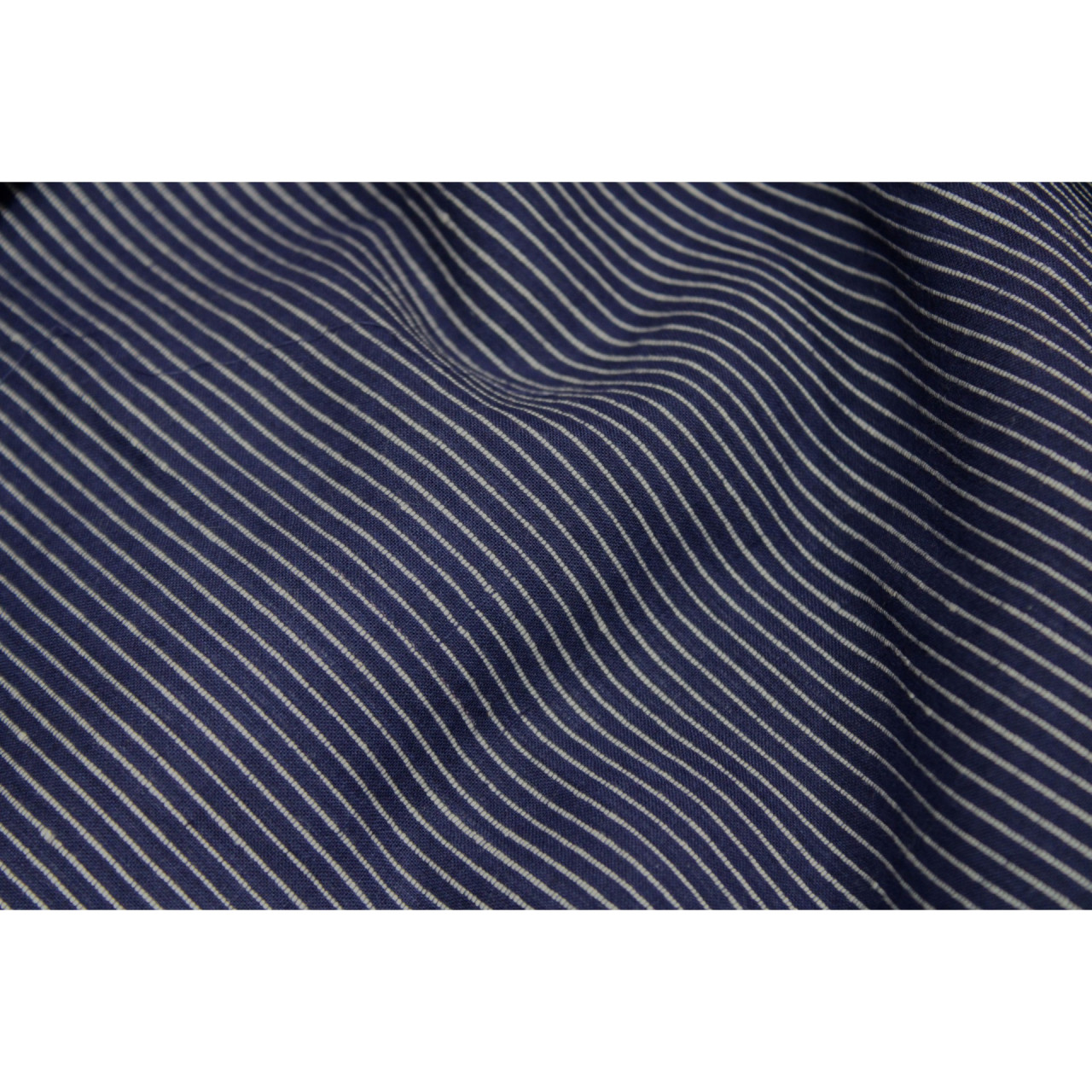 (1927) Cotton Azo-free dyed yardage from Murshidabad - Dark indigo, white, stripes