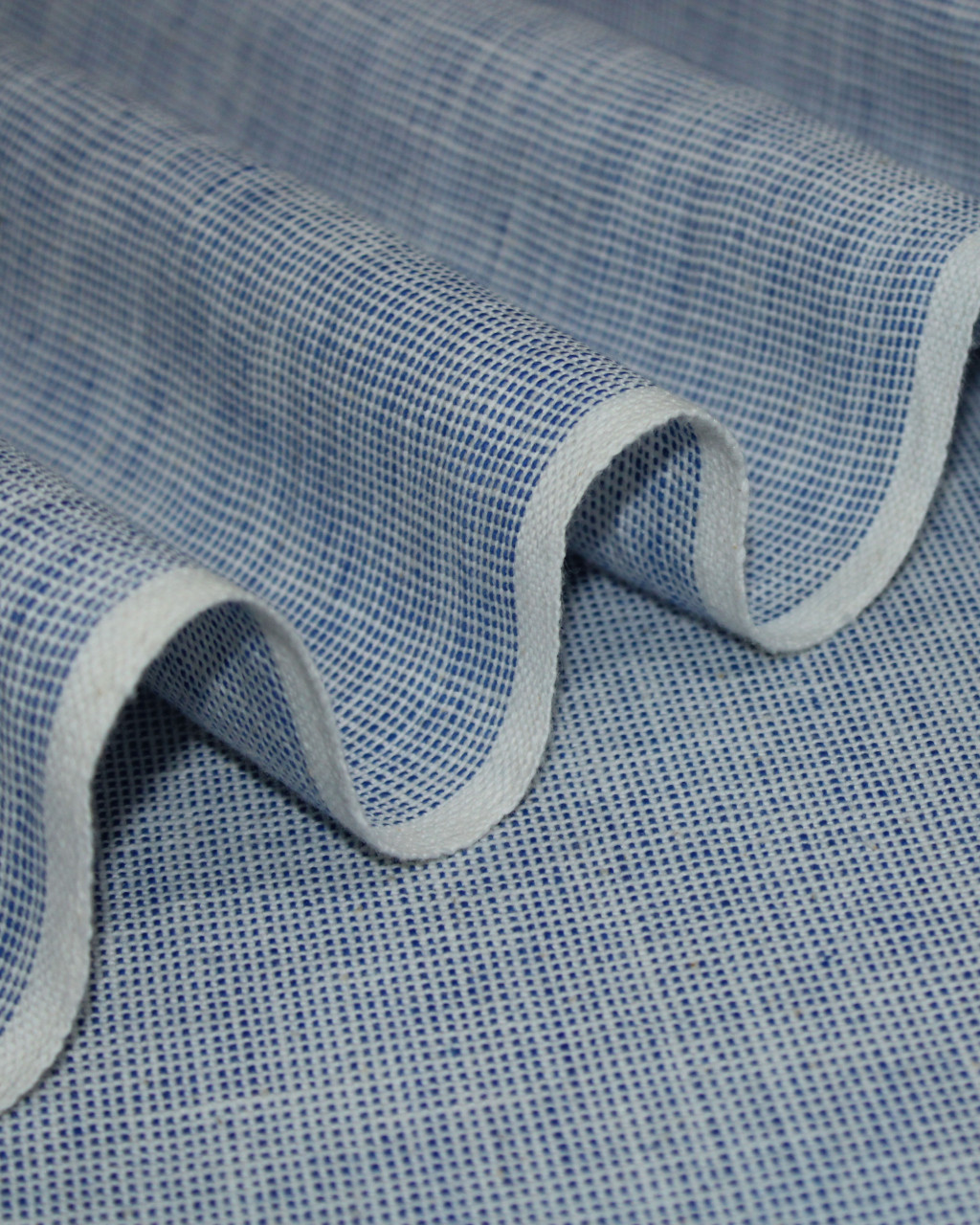 (2313) Handspun cotton Azo-free dyed Contemporary yardage from Murshidabad - Indigo, white, blue, dark indigo, royal blue