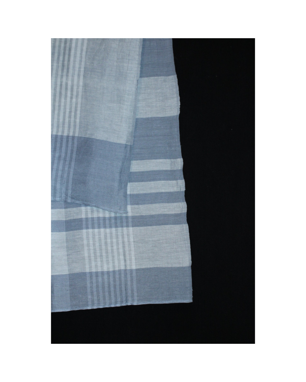 (2075) Khadi  and linen Azo-free dyed stole from Shantipur - Grey, white, stripes