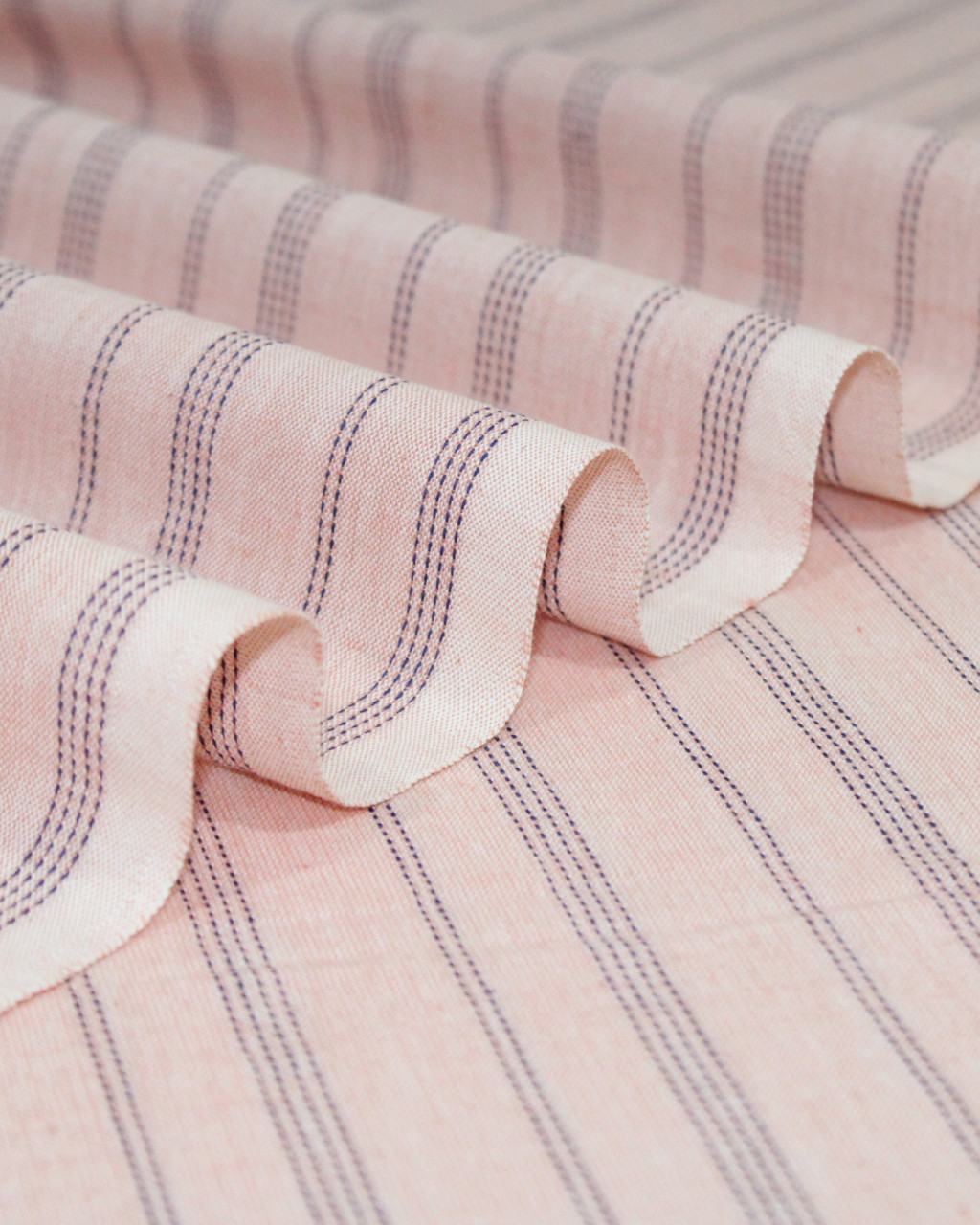 (181) Cotton Azo free dyed yardage from Chhattisgarh - Light saffron, vertical stripes