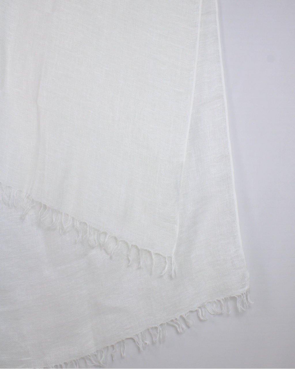 (1417) Linen undyed stole from Bihar - White, plain