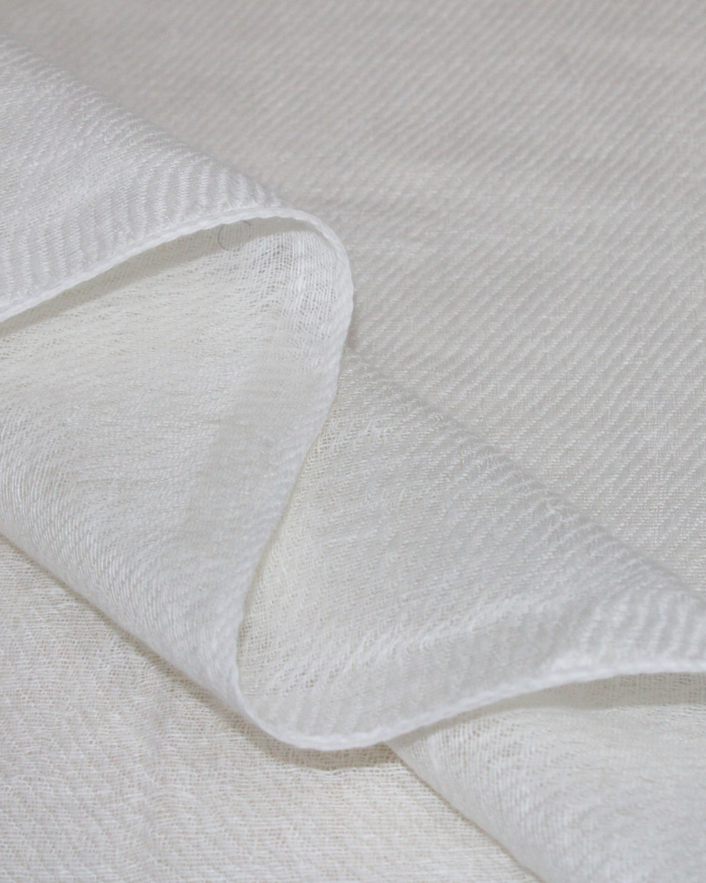 (1417) Linen undyed stole from Bihar - White, plain
