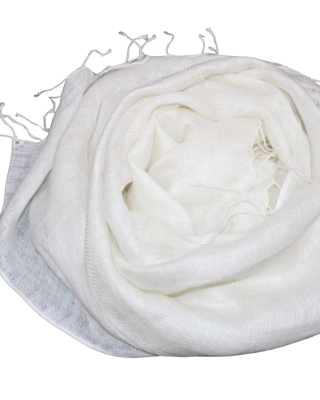 (1417) Linen undyed stole from Bihar - White, plain