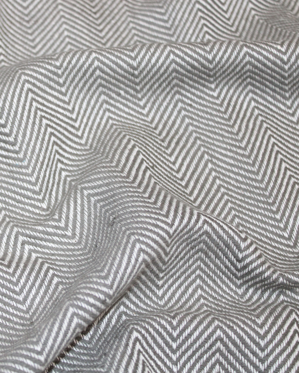 (1432) Cotton and khadi  Azo-free dyed throw from Bihar - Grey, white, pompoms, textured