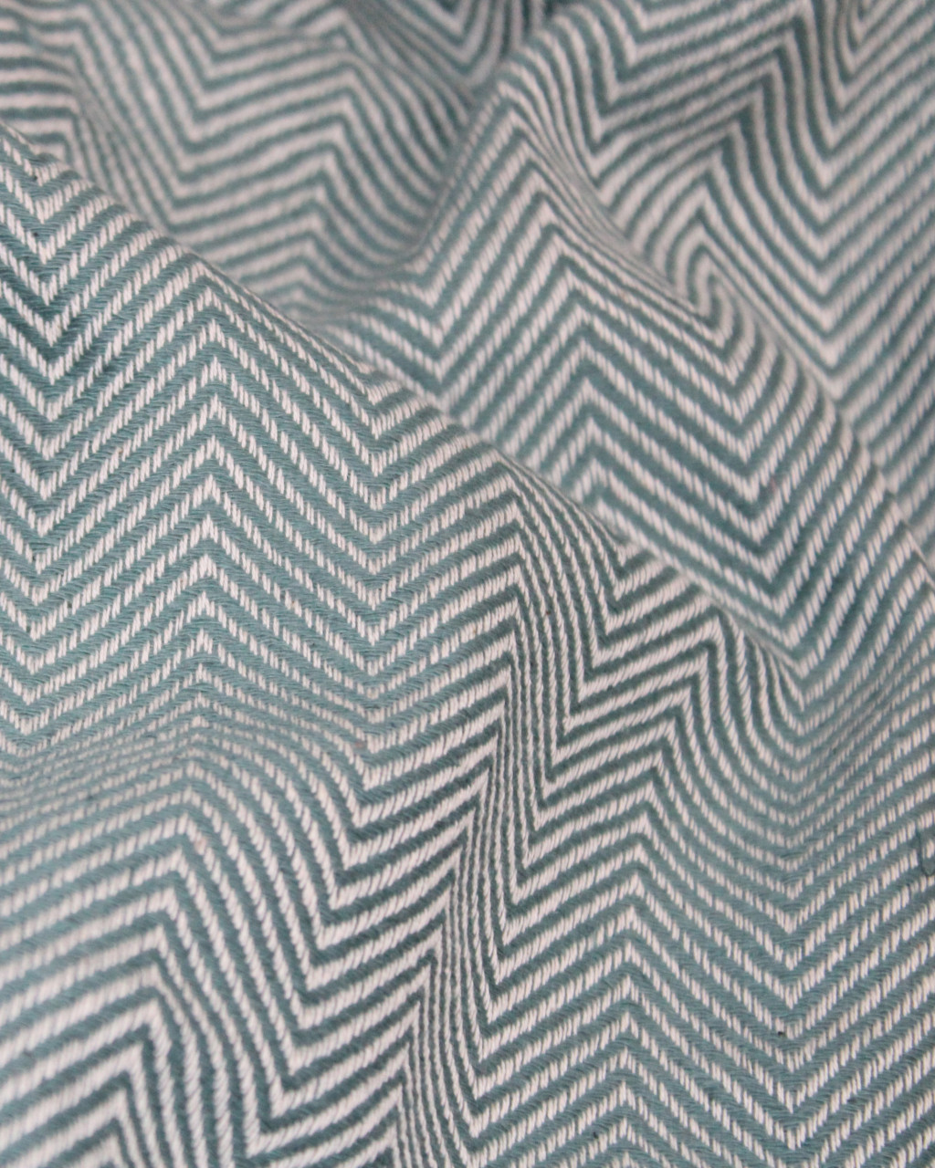 (1440) Cotton and khadi  Azo-free dyed throw from Bihar - Green, piped fringes, textured, white