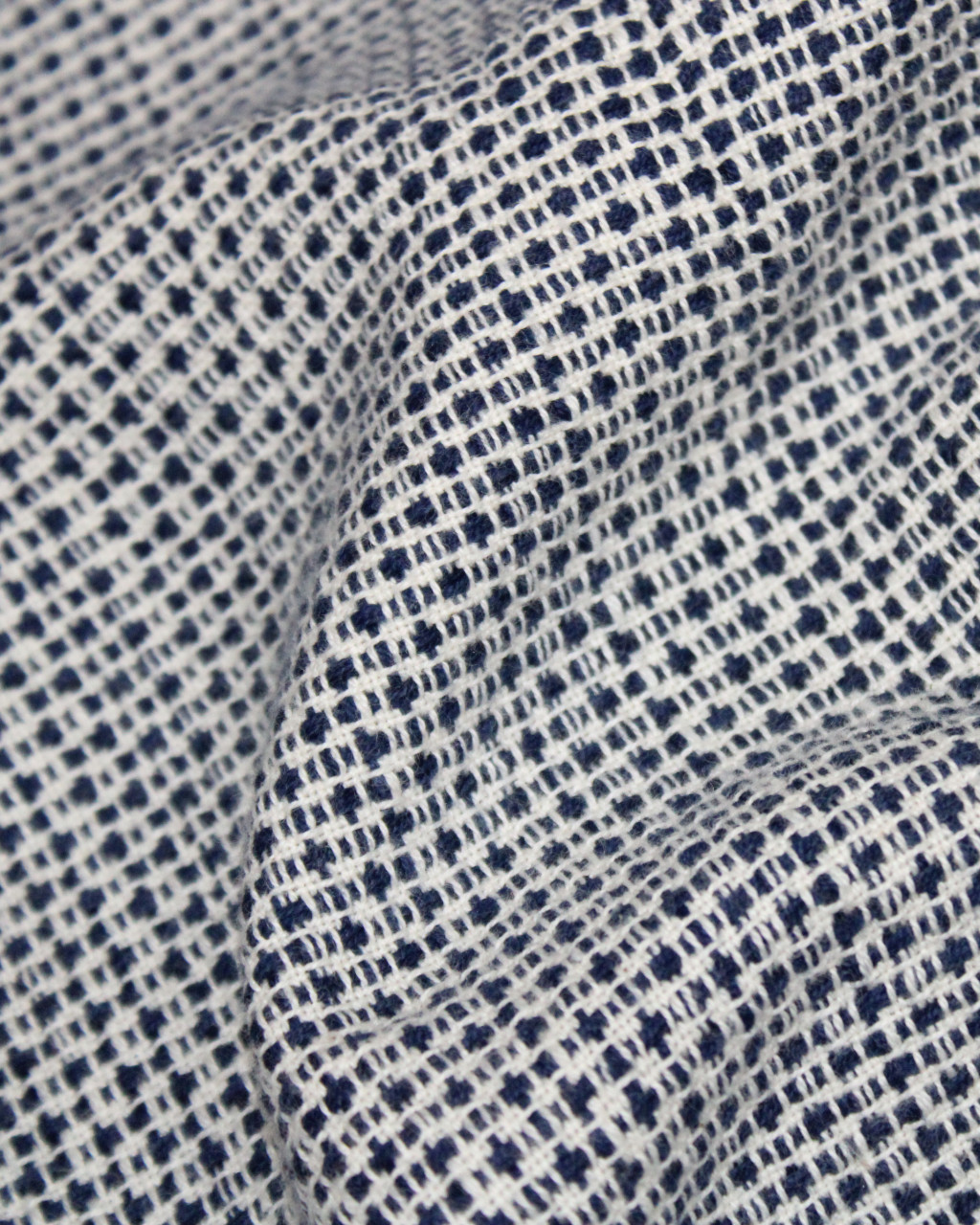 (45) Cotton Azo-free dyed yardage from Bihar - Textured, indigo, kora, white, off white
