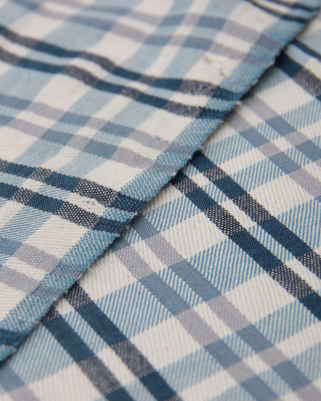 (158) Cotton Azo free dyed yardage from Chhattisgarh - Ivory, light blue, grey, indigo, twill