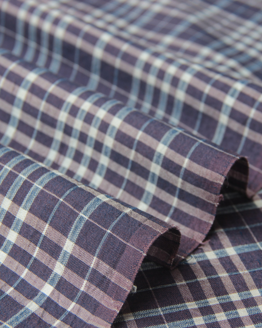 (193) Cotton, mulberry silk Azo free dyed yardage from Chhattisgarh - Lilac, violet, vertical stripes, horizontal stripes, checks