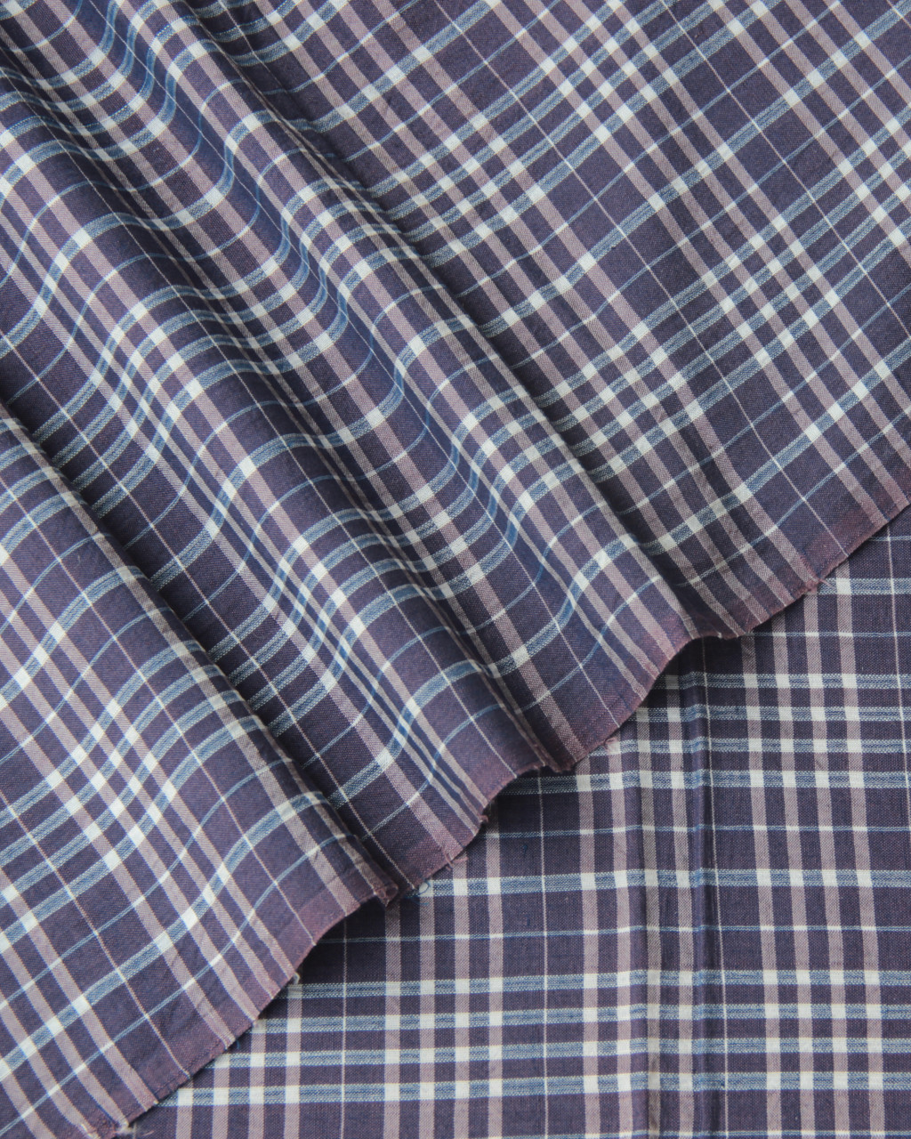 (193) Cotton, mulberry silk Azo free dyed yardage from Chhattisgarh - Lilac, violet, vertical stripes, horizontal stripes, checks