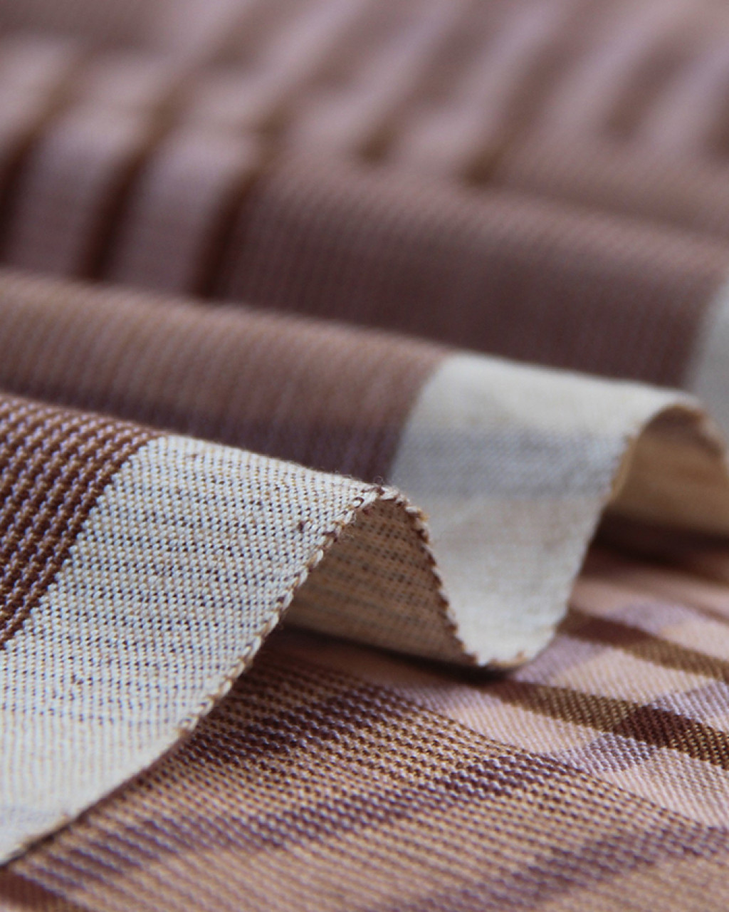 (317) Cotton Azo-free dyed yardage from Uttarakhand - Light peach, purple, light brown, checks