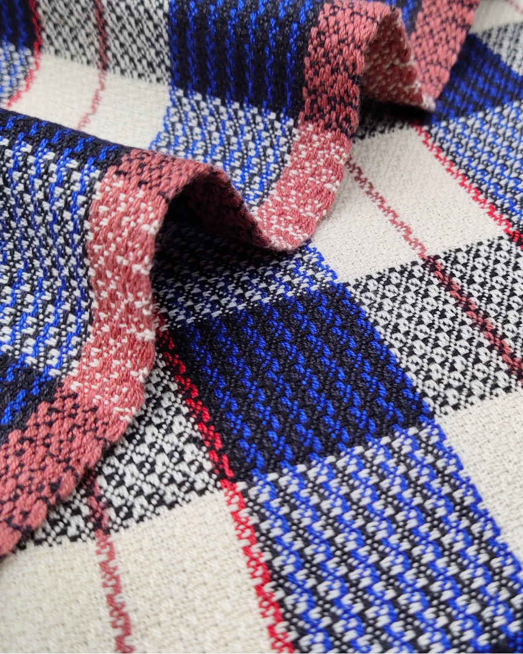 (135) Cotton Azo free dyed yardage from Kutch - Ivory, black, royal blue, checks, horizontal stripes, vertical stripes