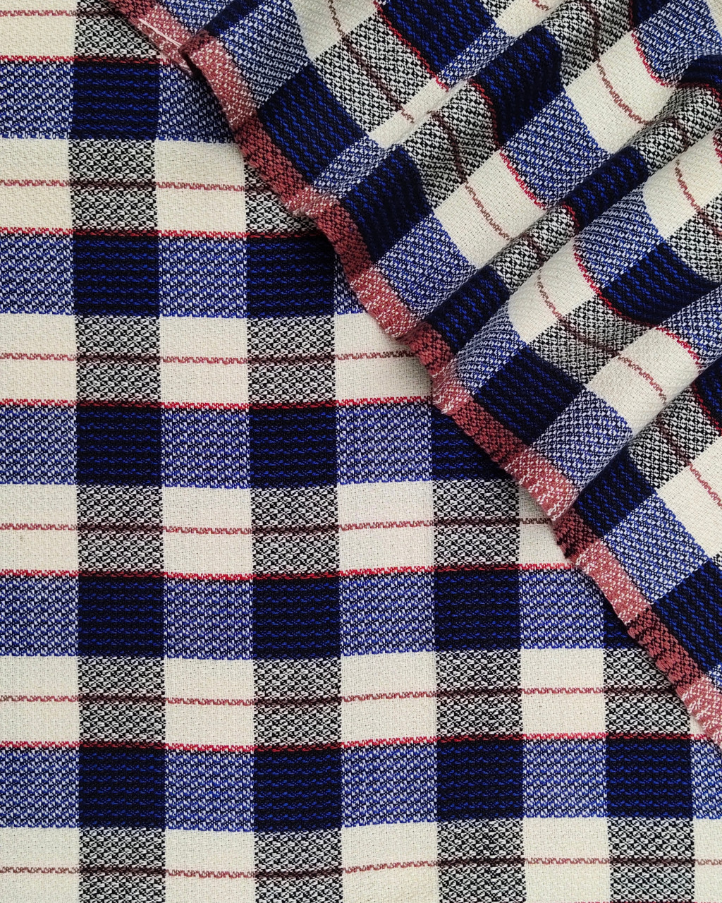 (135) Cotton Azo free dyed yardage from Kutch - Ivory, black, royal blue, checks, horizontal stripes, vertical stripes