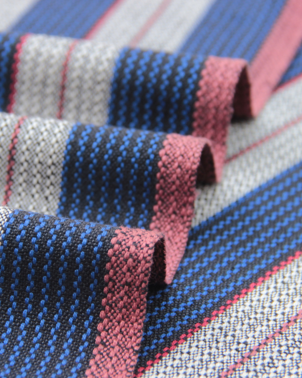 (136) Cotton Azo free dyed yardage from Kutch - Ivory, black, royal blue, vertical stripes