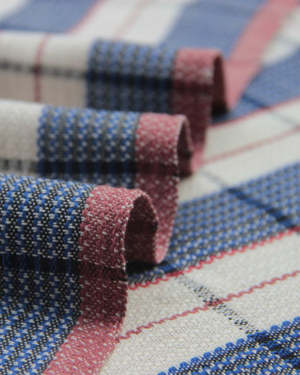 (137) Cotton Azo free dyed yardage from Kutch - Ivory, black, royal blue, checks, horizontal stripes, vertical stripes