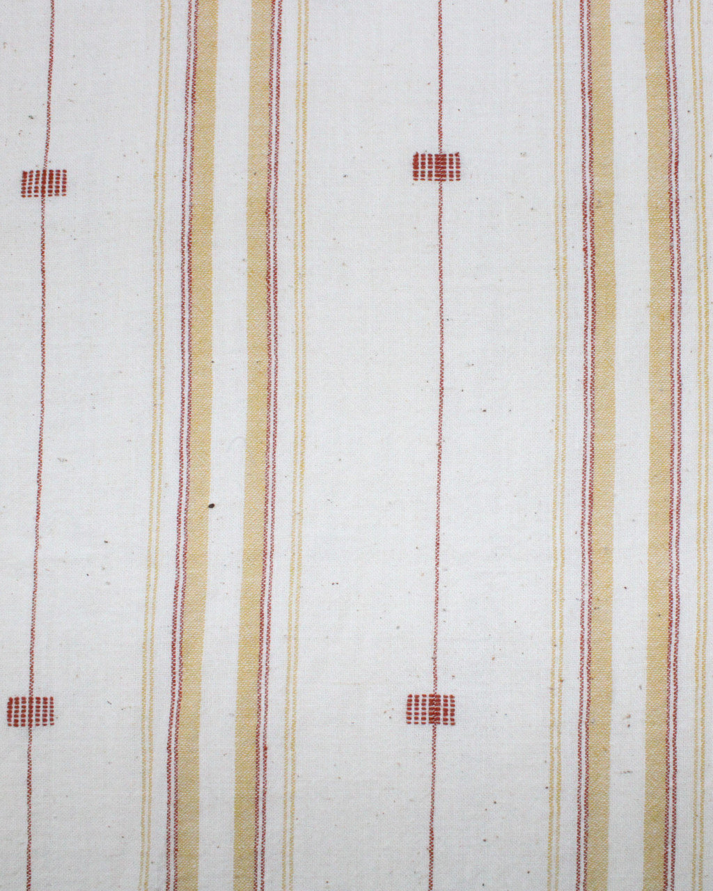 (1956) Kala cotton Azo-free dyed Kutchy yardage from Kutch with motifs and extra-weft - White, red, mustard, stripes, motif, mauve