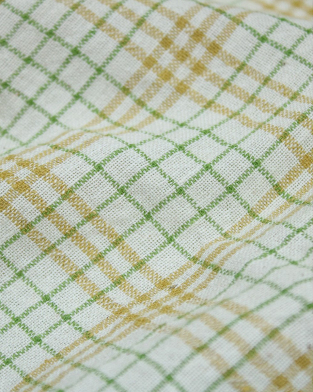 (2123) Kala cotton Azo-free dyed Kutchy yardage from Kutch - Yellow, green, white, checks