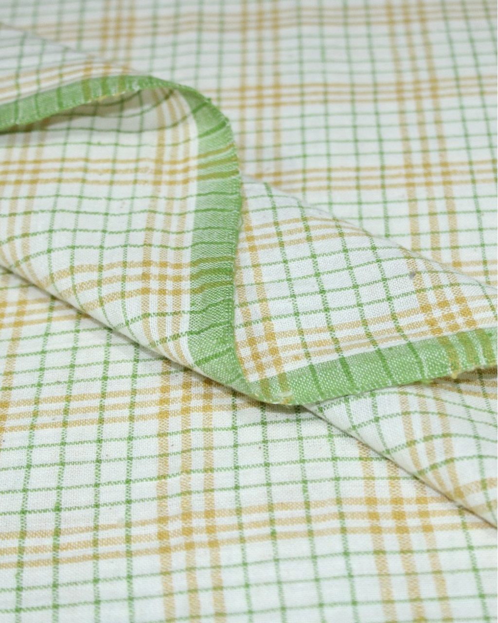 (2123) Kala cotton Azo-free dyed Kutchy yardage from Kutch - Yellow, green, white, checks