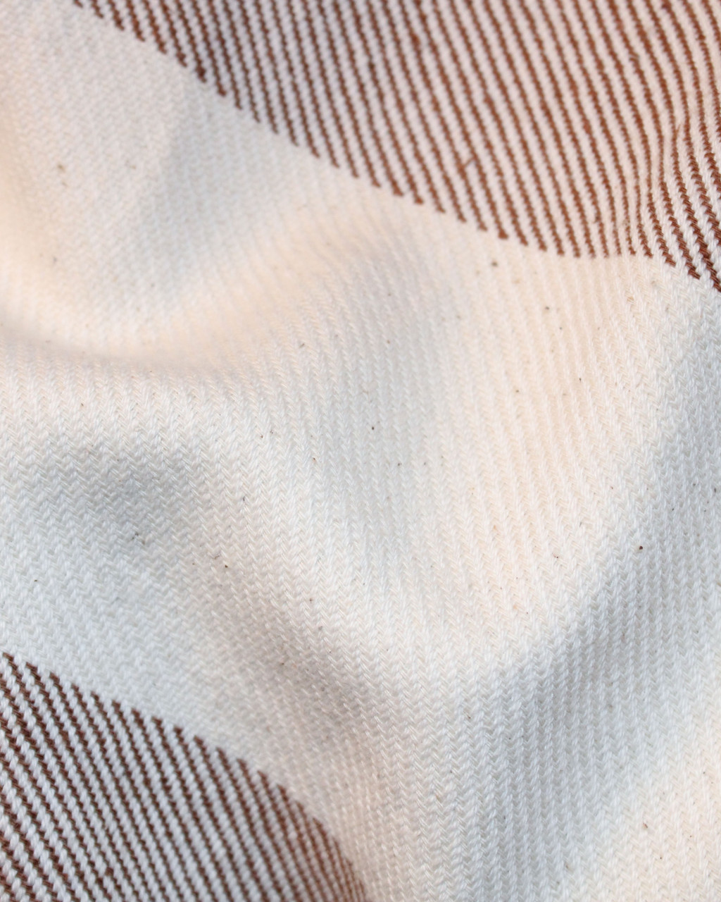 Brown and White Block Twill Handwoven Beach and Bath Pure Cotton Towel