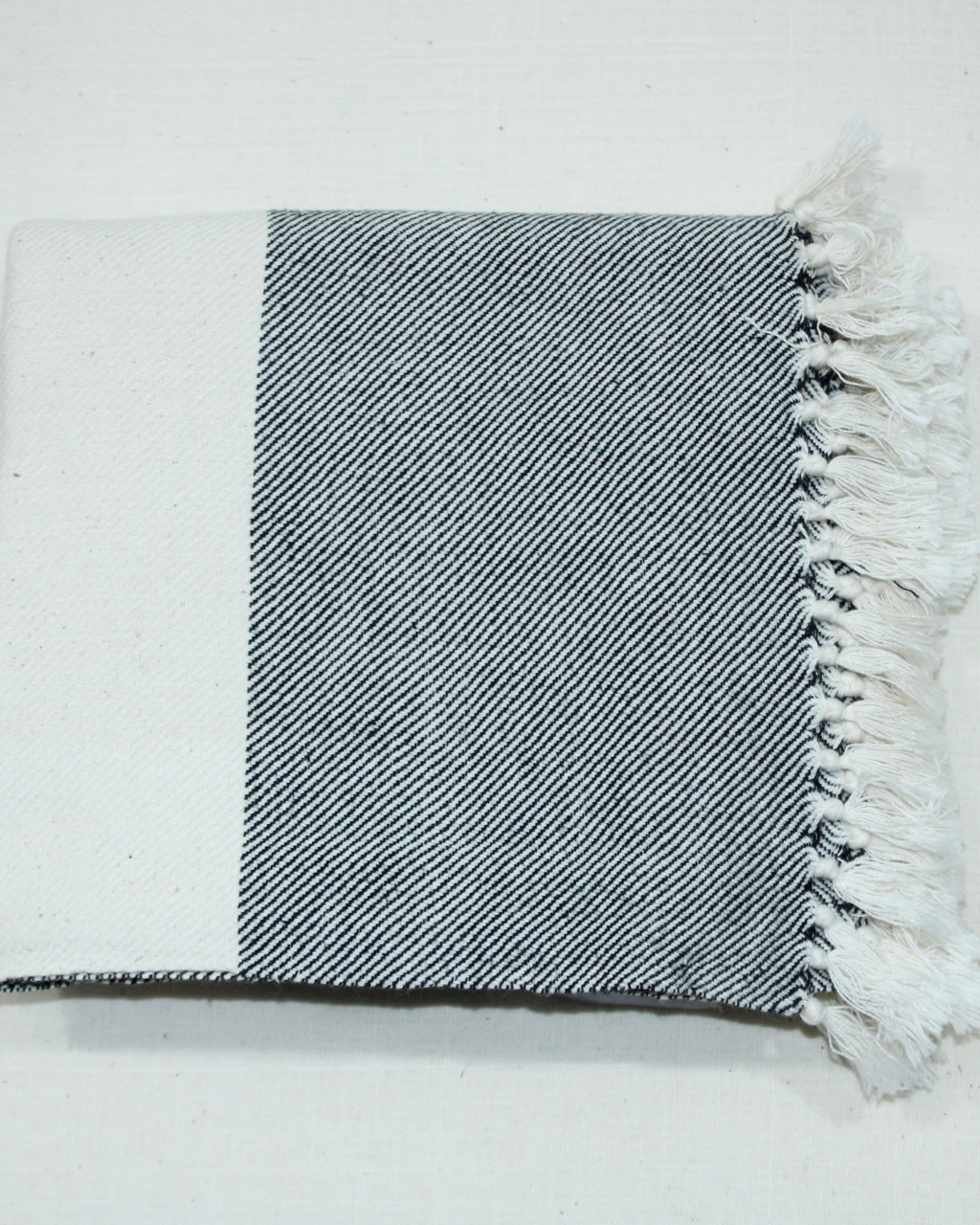 Black and White Twill Beach and Bath Pure Cotton Towel 