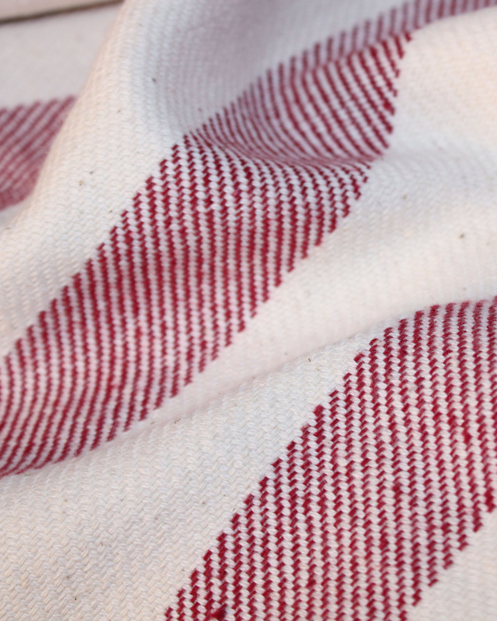 Maroon and White Stripes Twill Handwoven Beach and Bath Pure Cotton Towel