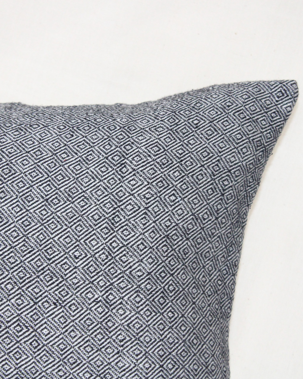 (1307) Cotton and kala cotton Azo-free dyed cushion cover from Maheshwar - Black, textured