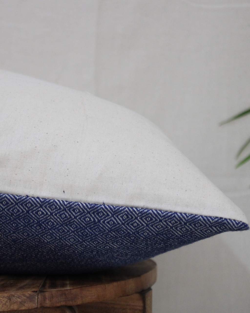 (1310) Cotton and kala cotton Azo-free dyed cushion cover from Maheshwar - Indigo, textured