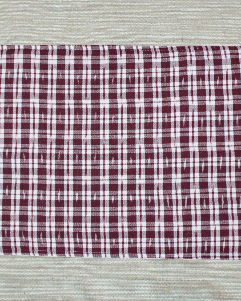 (1323) Cotton Azo-free dyed place mat from Maheshwar - Brown, white, checks