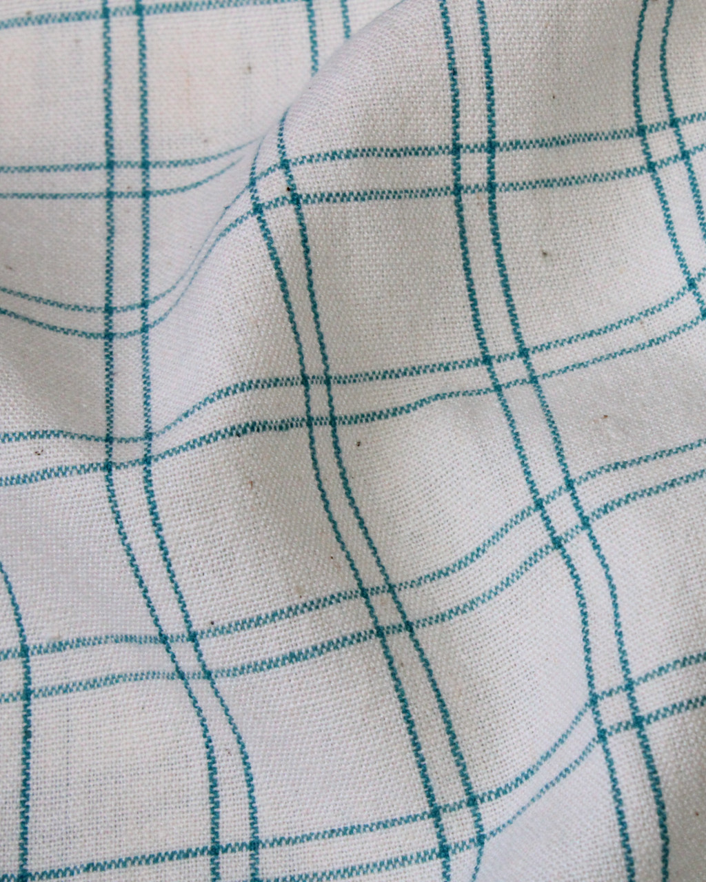 (1527) Cotton Azo-free dyed yardage from Maheshwar - White, green, checks