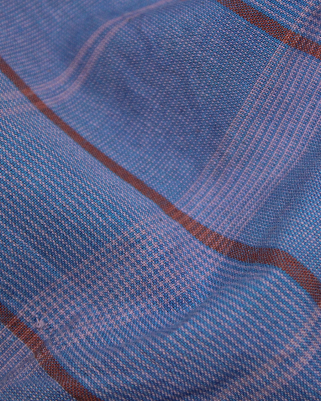 (1568) Cotton Azo-free dyed yardage from Maheshwar - Purple, blue, red, vertical stripes, horizontal stripes, checks