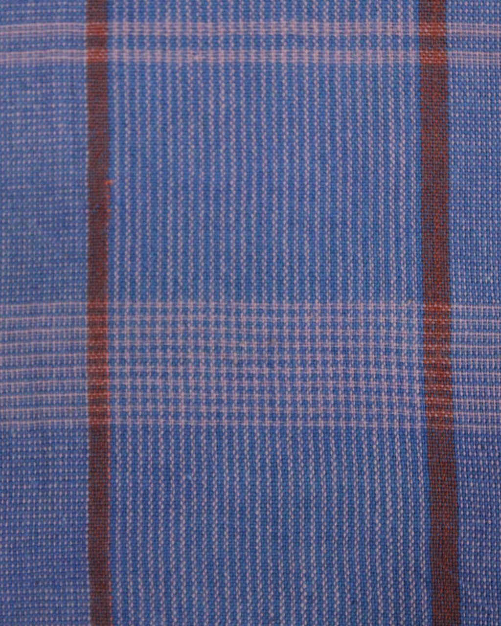 (1568) Cotton Azo-free dyed yardage from Maheshwar - Purple, blue, red, vertical stripes, horizontal stripes, checks
