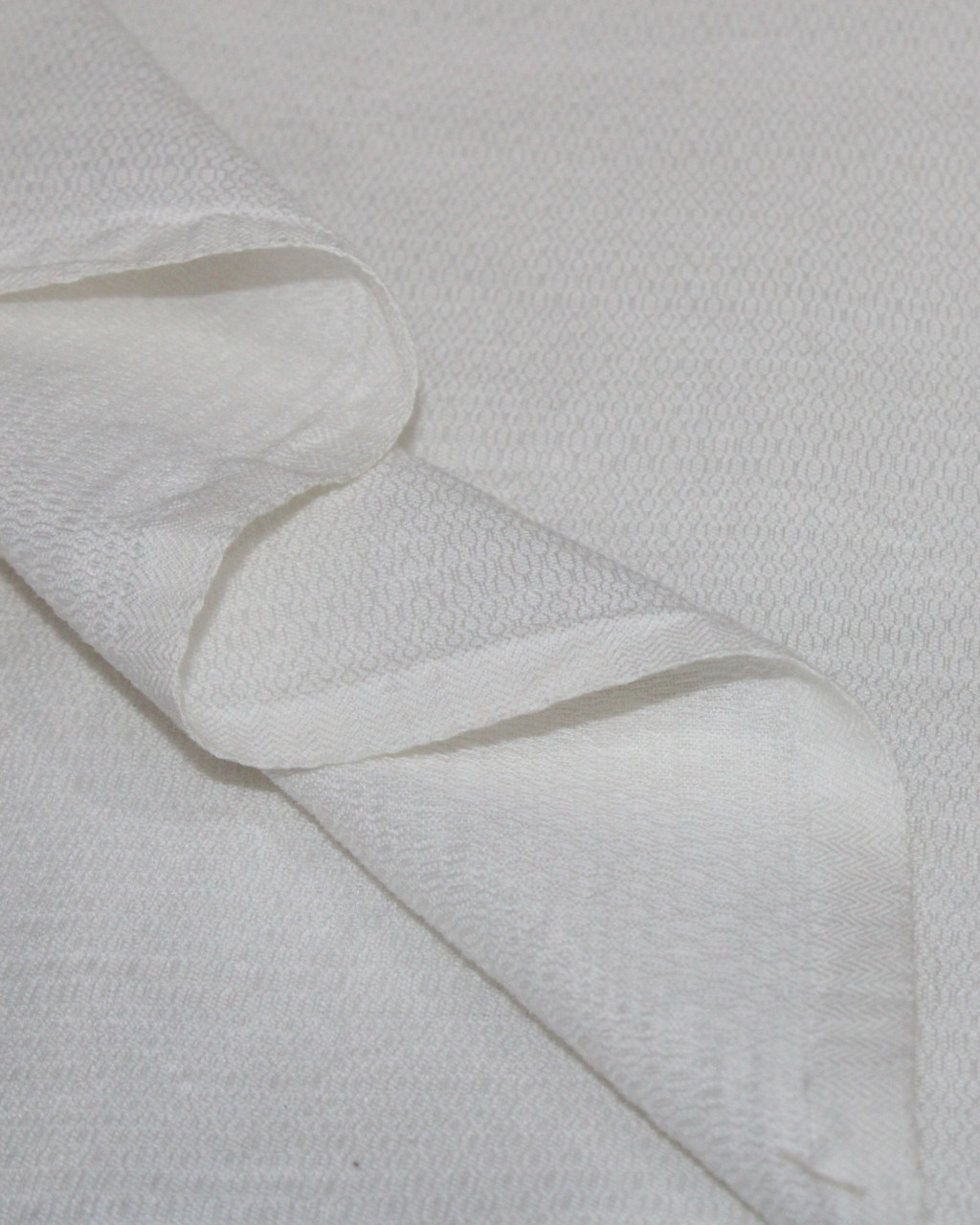 (1575) Cotton undyed yardage from Maheshwar - White, textured