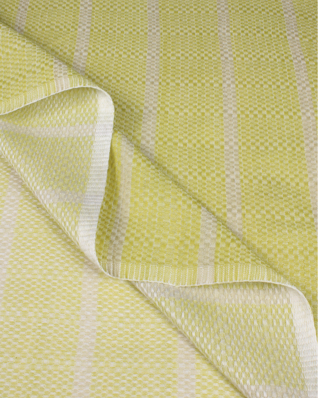 (1597) Cotton Azo-free dyed stole from Maheshwar - White, mustard, stripes, piped fringes