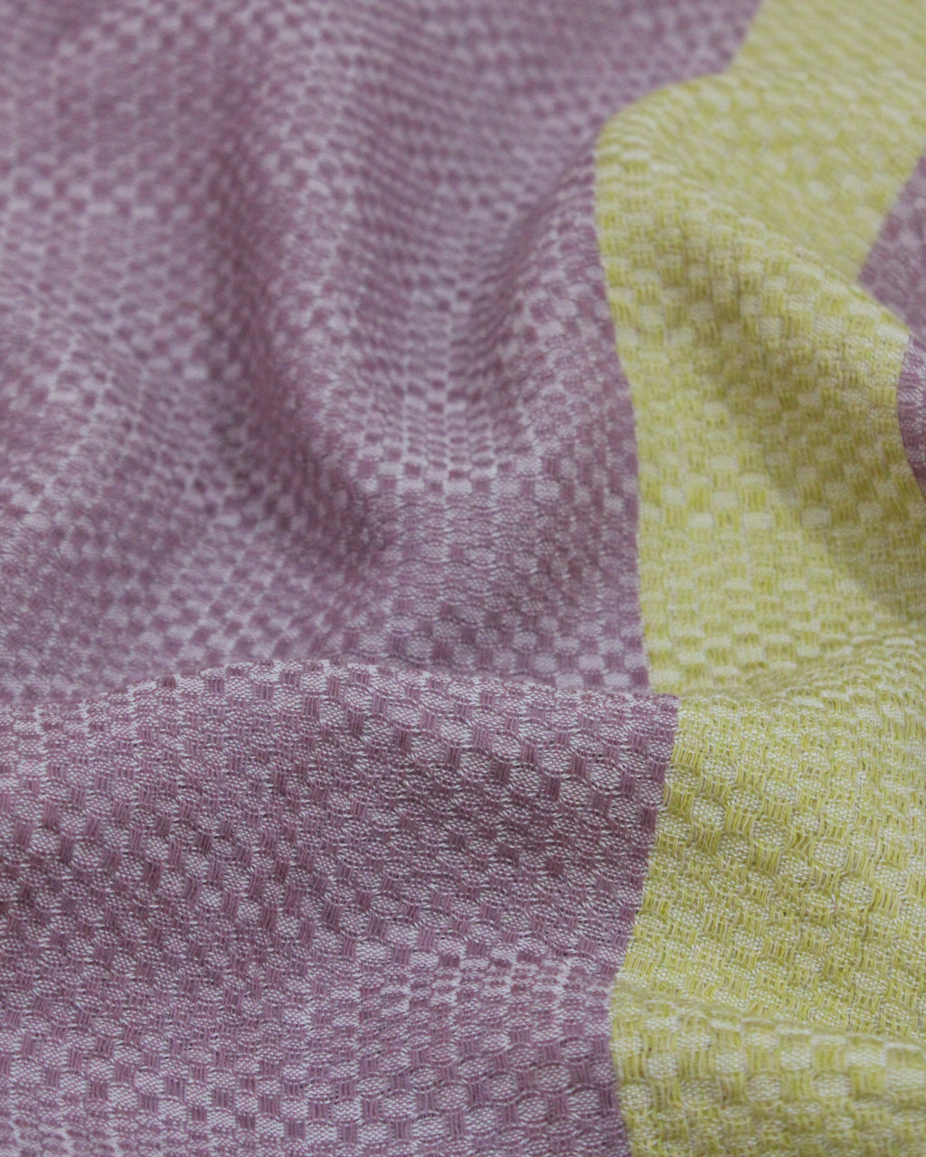 (1598) Cotton Azo-free dyed stole from Maheshwar - Purple, white, mustard, stripes, piped fringes