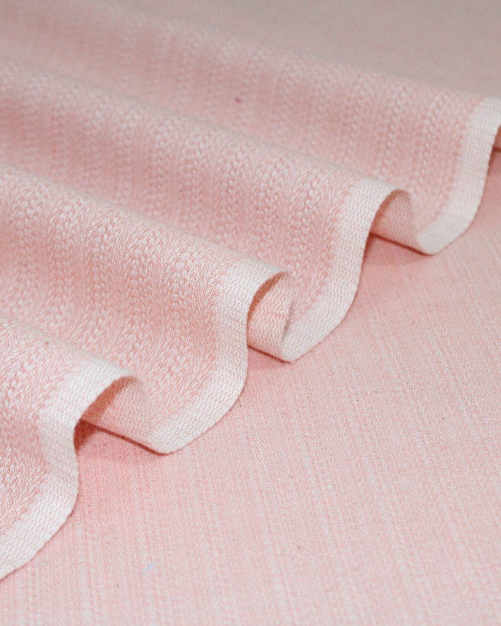 (1760) Cotton Azo-free dyed yardage from Maheshwar - Light orange, white, textured