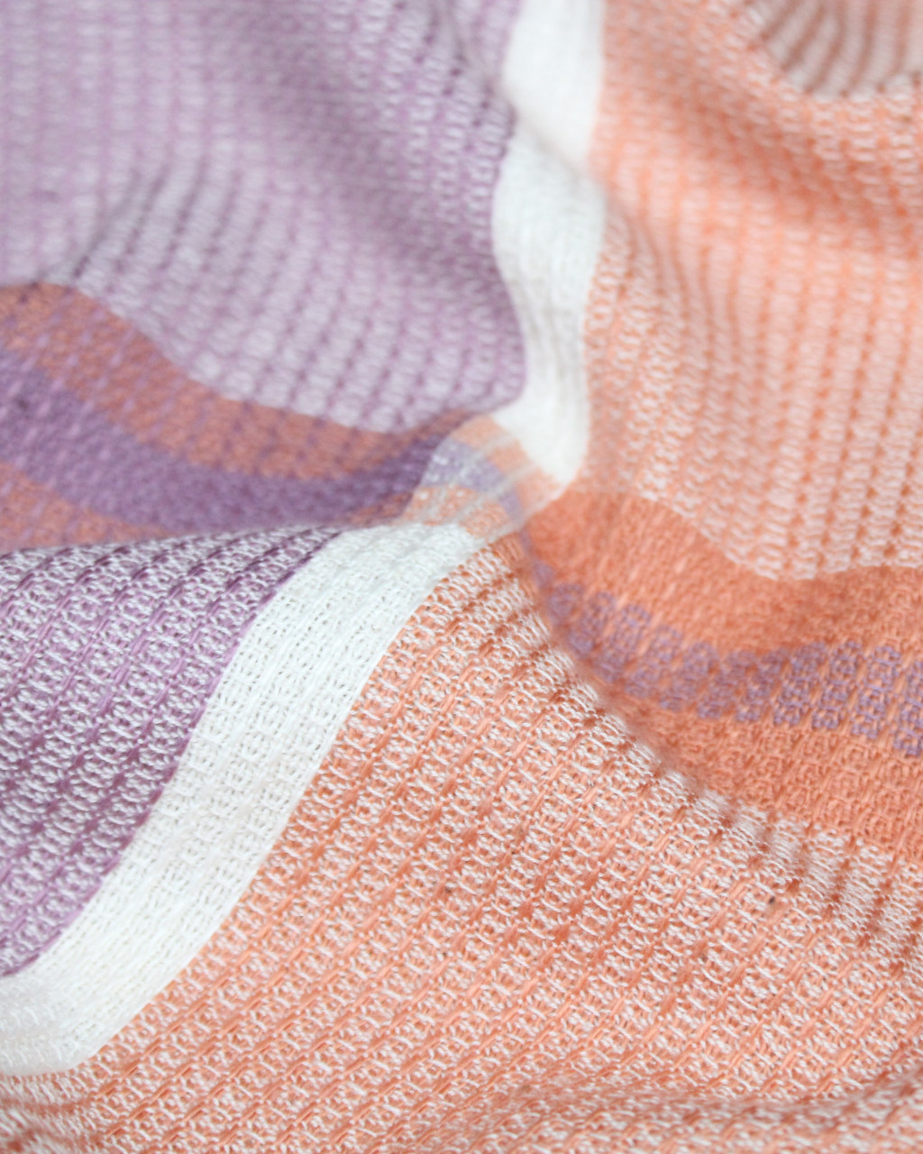 (1766) Cotton Azo-free dyed hand-towel from Maheshwar - Orange, purple, white, stripes, textured