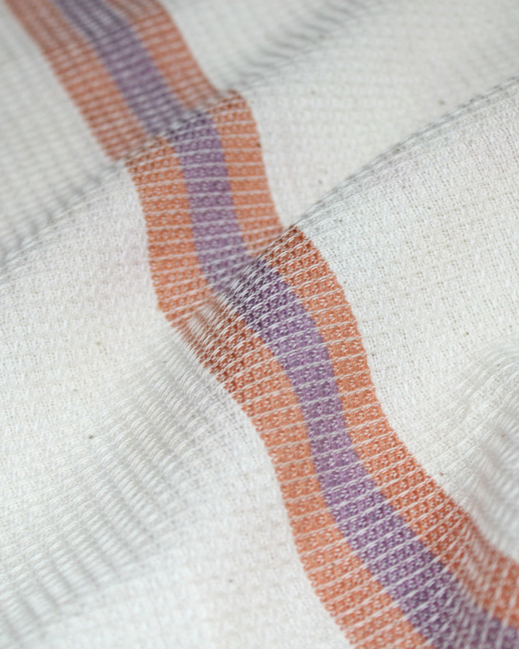 (1767) Cotton Azo-free dyed hand-towel from Maheshwar - White, purple, orange, stripes