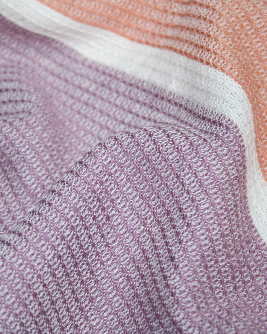 (1768) Cotton and khadi  Azo-free dyed hand-towel from Maheshwar - Orange, purple, white, textured