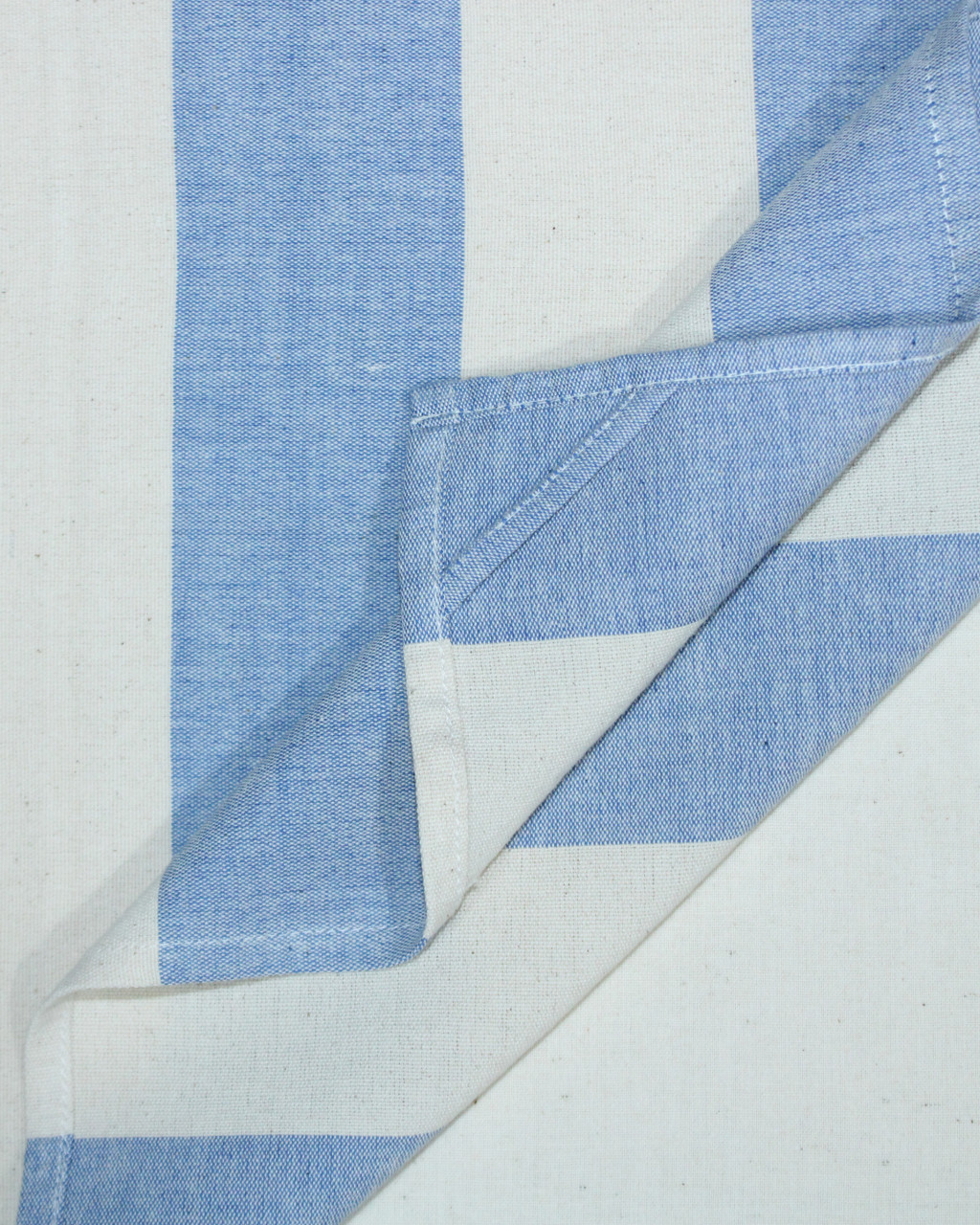 (1972) Cotton Azo-free dyed kitchen towel from Maheshwar - Sky blue, white, stripes