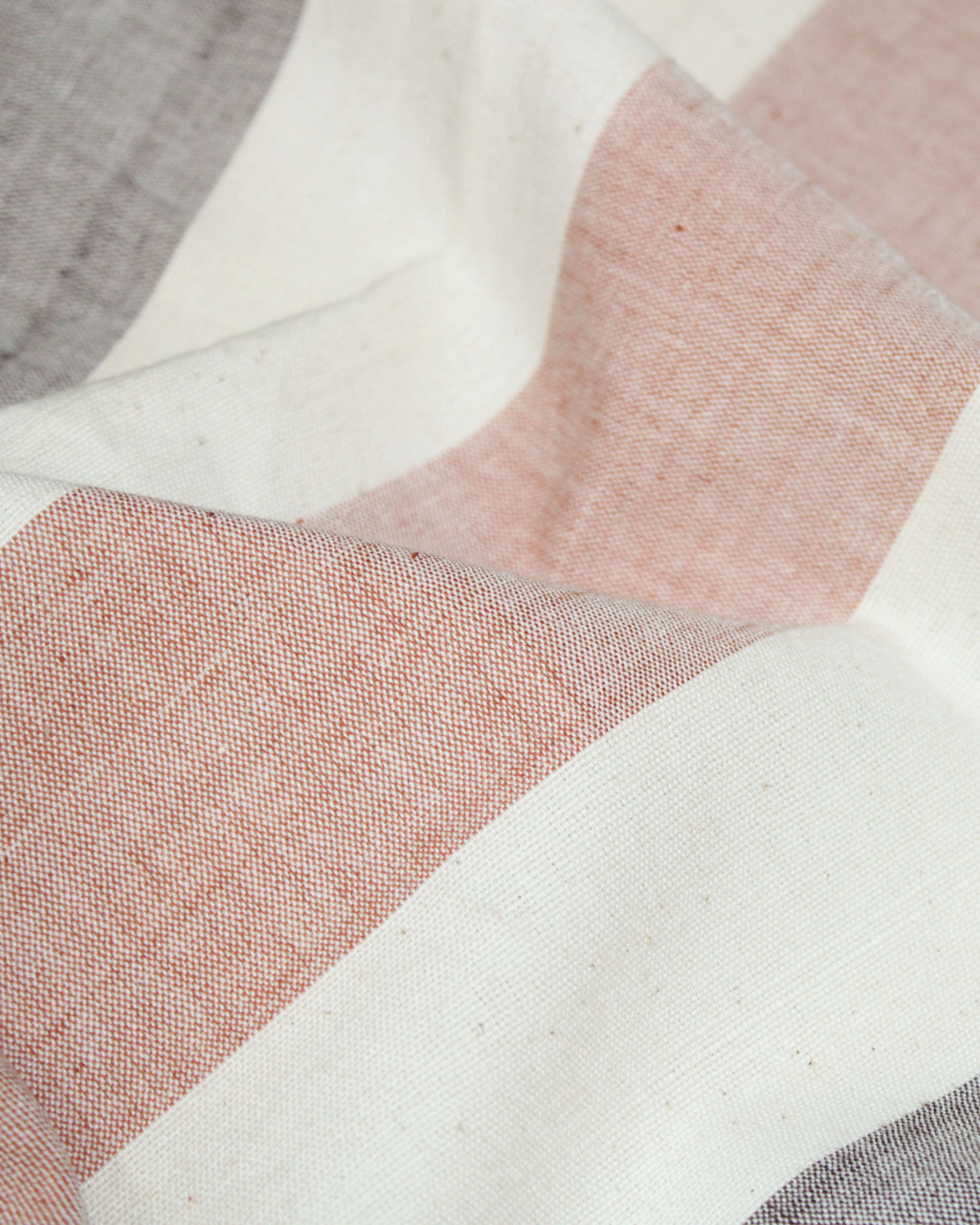(1983) Cotton Azo-free dyed kitchen towel from Maheshwar - Light orange, brown, white, stripes