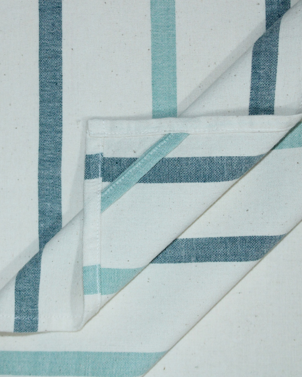 (2006) Cotton Azo-free dyed kitchen towel from Maheshwar - Blue green, sky blue, white, stripes