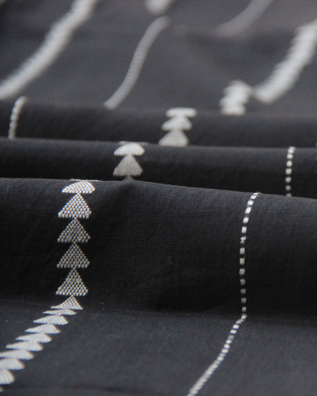 (184) Cotton Azo free dyed Maheshwari yardage with Dobby work - Black