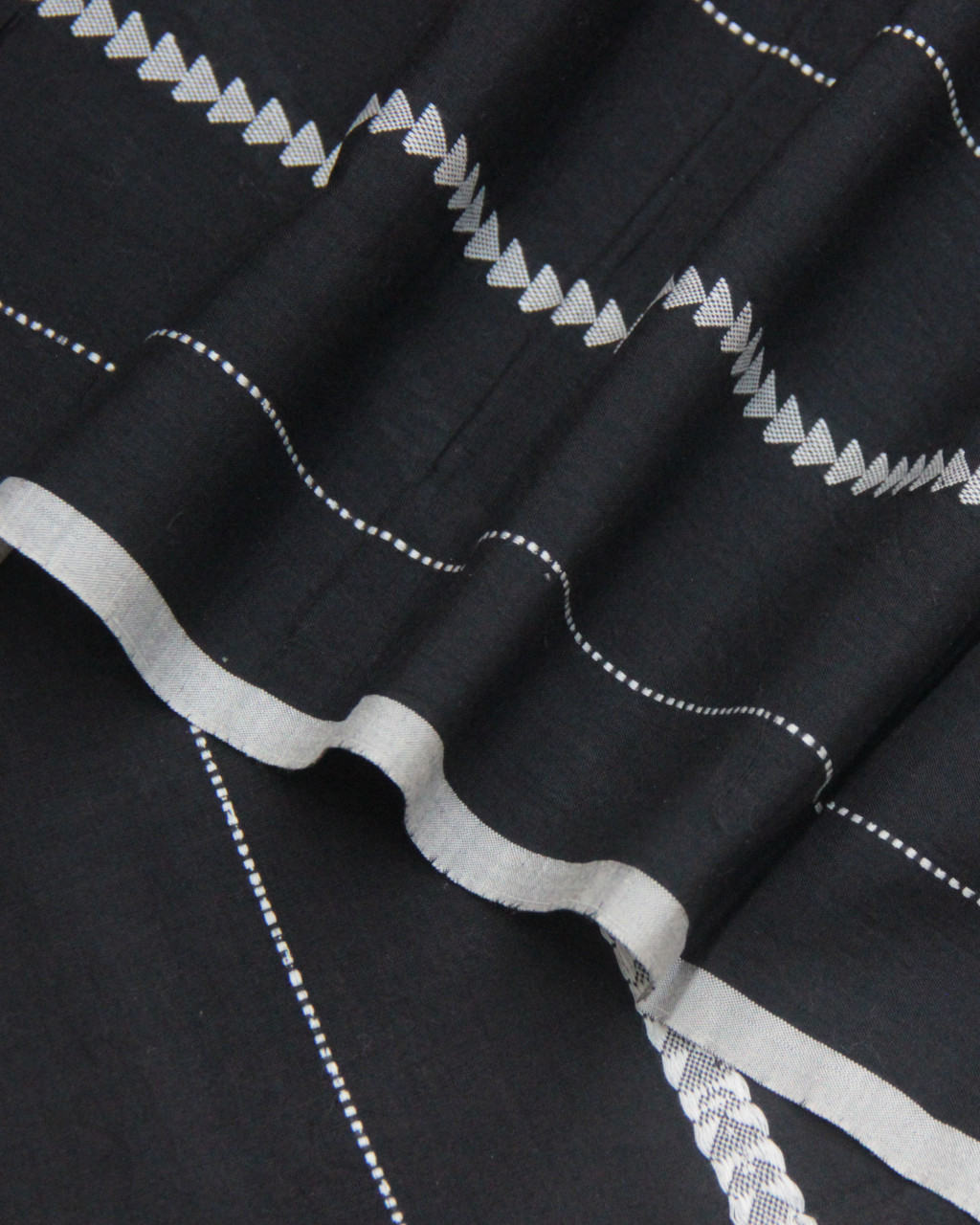 (184) Cotton Azo free dyed Maheshwari yardage with Dobby work - Black
