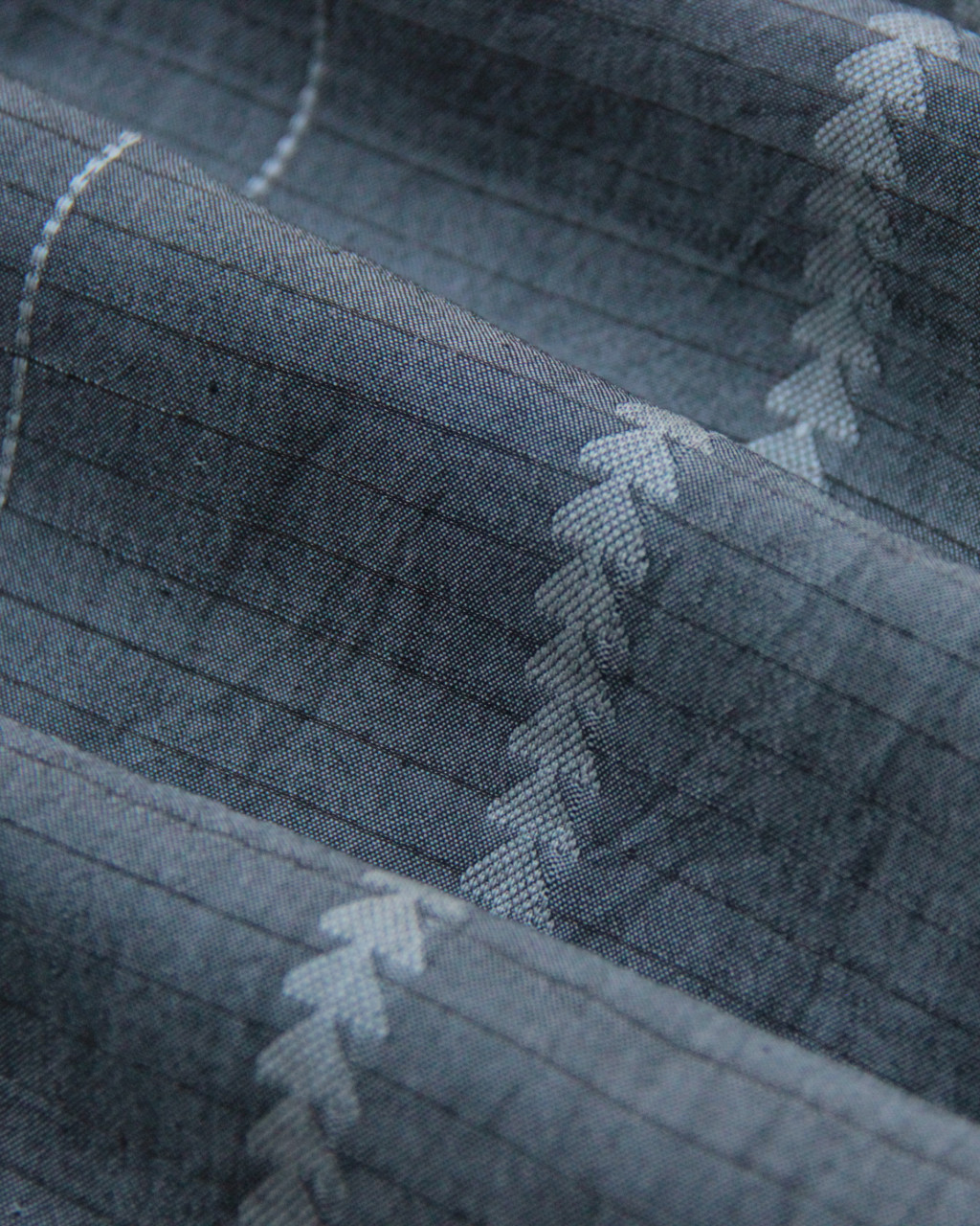 (185) Cotton, mulberry silk, zari Azo free dyed Maheshwari yardage with Dobby work - Dark grey, horizontal stripes