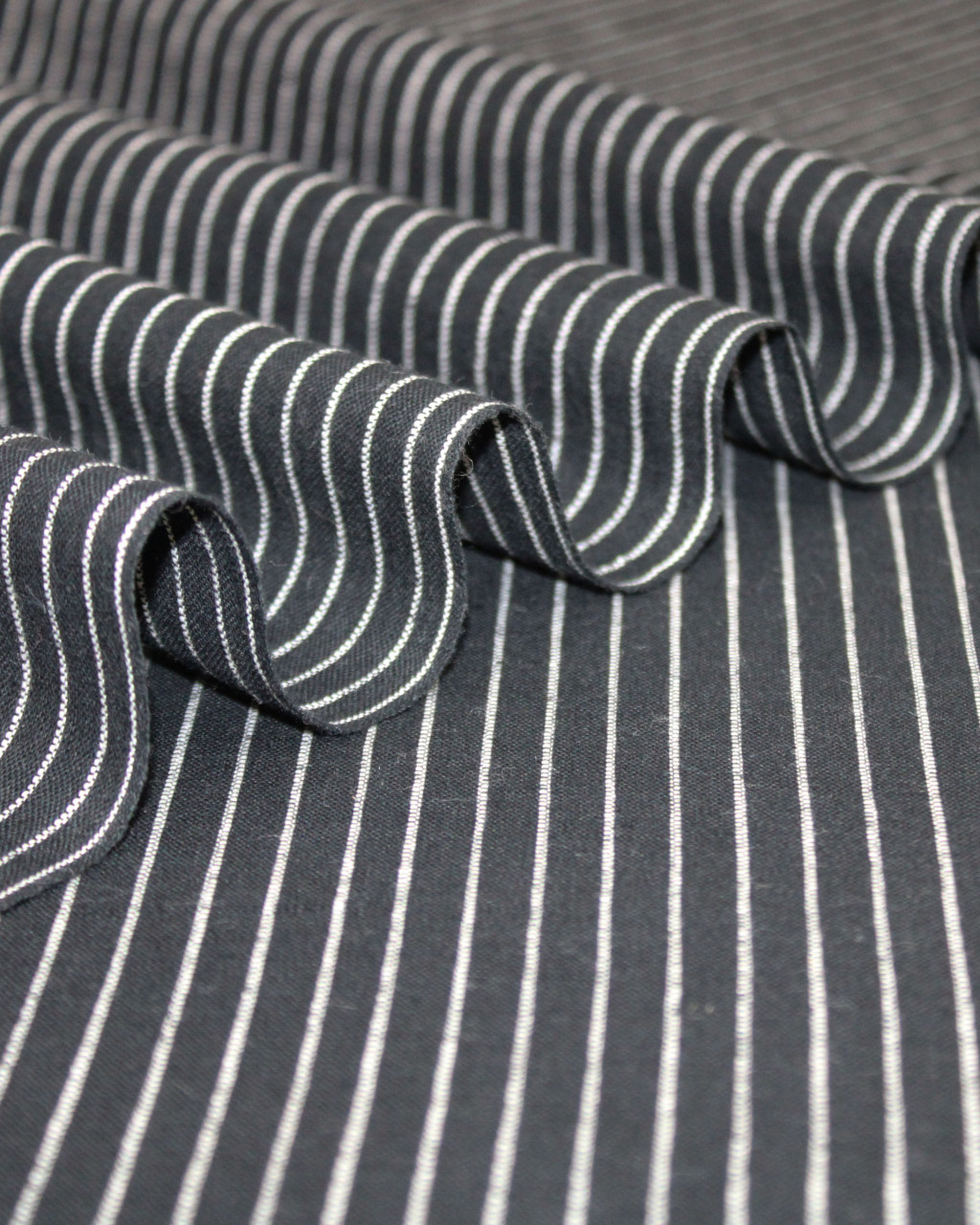 (1035) Cotton Azo-free dyed yardage from Murshidabad - Black, white, stripes