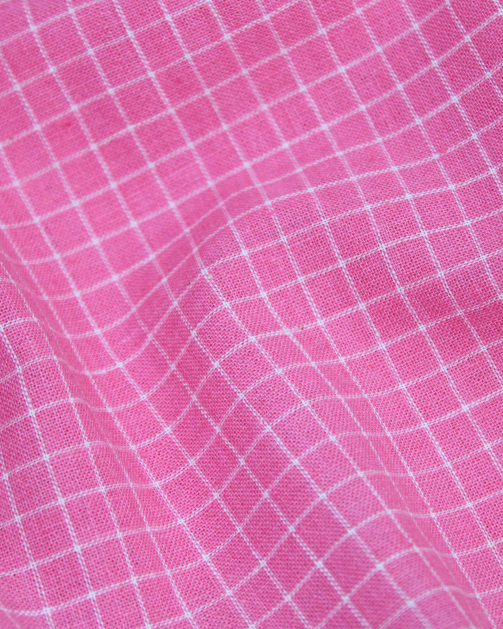 (1379) Cotton and khadi  Azo-free dyed yardage from Murshidabad - Pink, white, checks