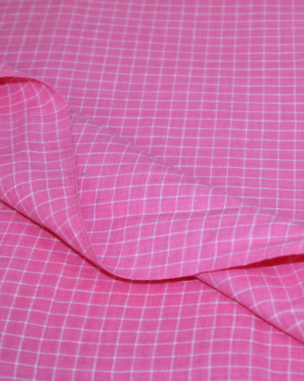 (1379) Cotton and khadi  Azo-free dyed yardage from Murshidabad - Pink, white, checks