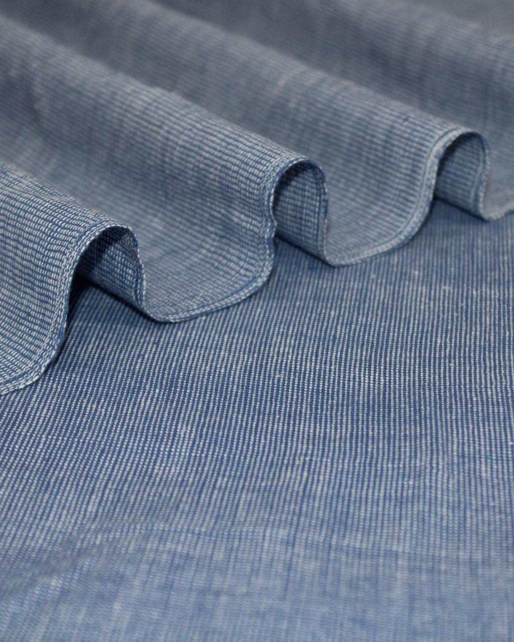 (1383) Cotton and khadi  Azo-free dyed yardage from Murshidabad - Blue, white, pinstripes