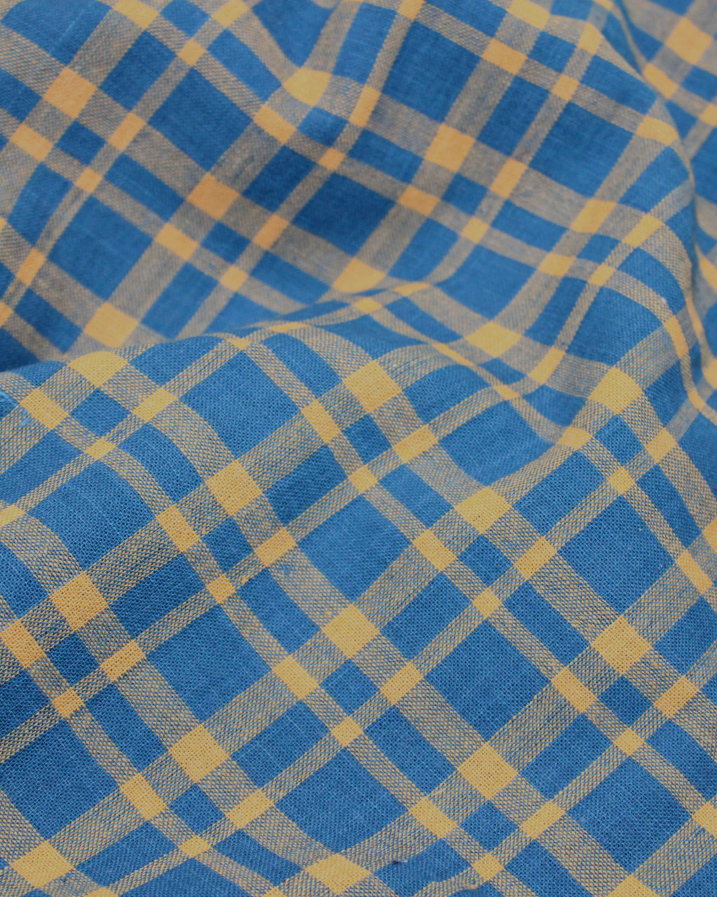 (1912) Cotton Azo-free dyed yardage from Murshidabad - Blue green, yellow, checks, stripes
