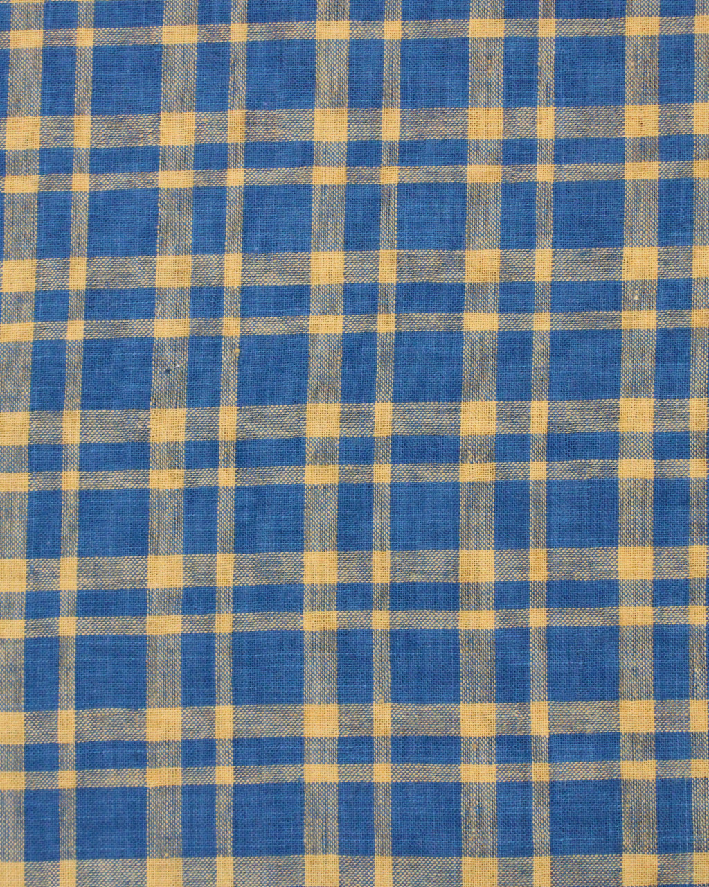 (1912) Cotton Azo-free dyed yardage from Murshidabad - Blue green, yellow, checks, stripes
